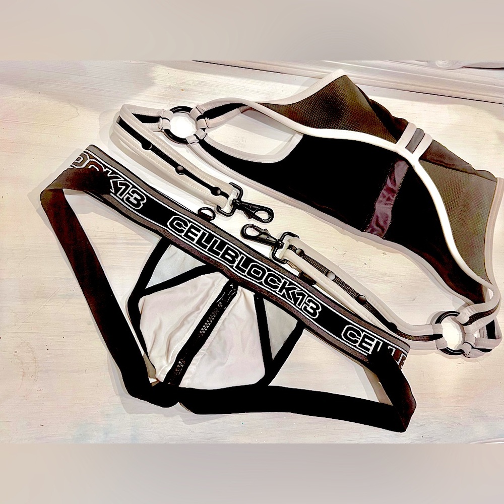 Cell block 13 harness and zip up jock strap